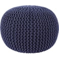 thumbnail image 3 of · REDEARTH · Round Pouf Foot Stool Bean Bag Ottoman - Cable Knitted Cord Boho Pouffe - Poof Accent Bean Bag - Handmade by Artisans for Living Room - Bedroom (19.5"x19.5"x14") - Navy Blue, 3 of 9