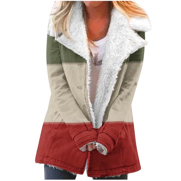 Lindreshi Shackets for Women 2023 with Pockets Women's Fashion Long Sleeve Pocket Plush Button Coat