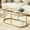 tierGold, variant on Oval Coffee Table with Tempered Glass Top - Modern Living Room Accent