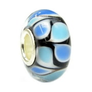 Queenberry Sterling Silver Blue Teardrop European Style Glass bead Charm Fits Pandora
