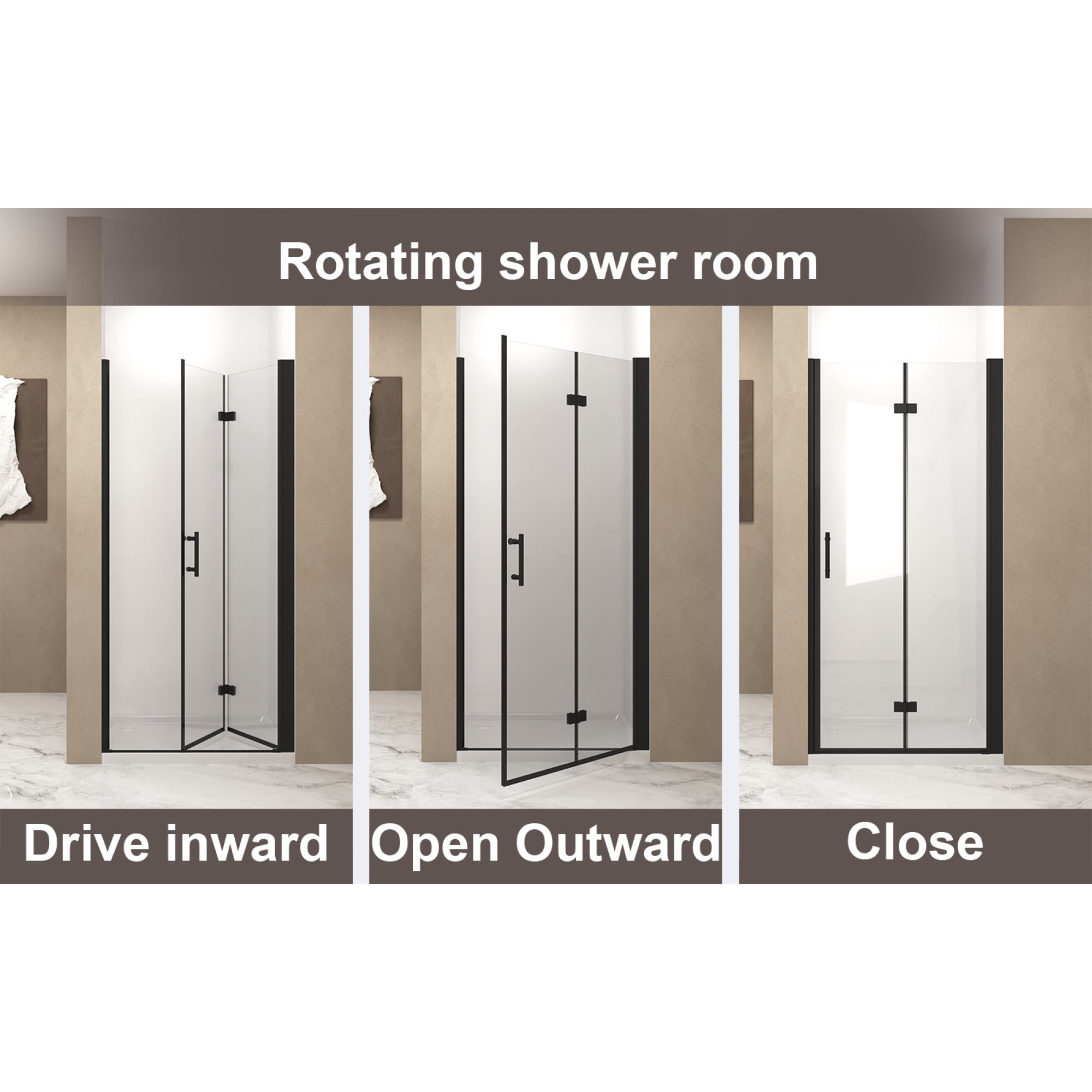 Leumius 32-33" x 72" Bifold Shower Door,Half Frame Shower Door,1/4"(6mm) Tempered Glass with Matte Black Aluminum Frame