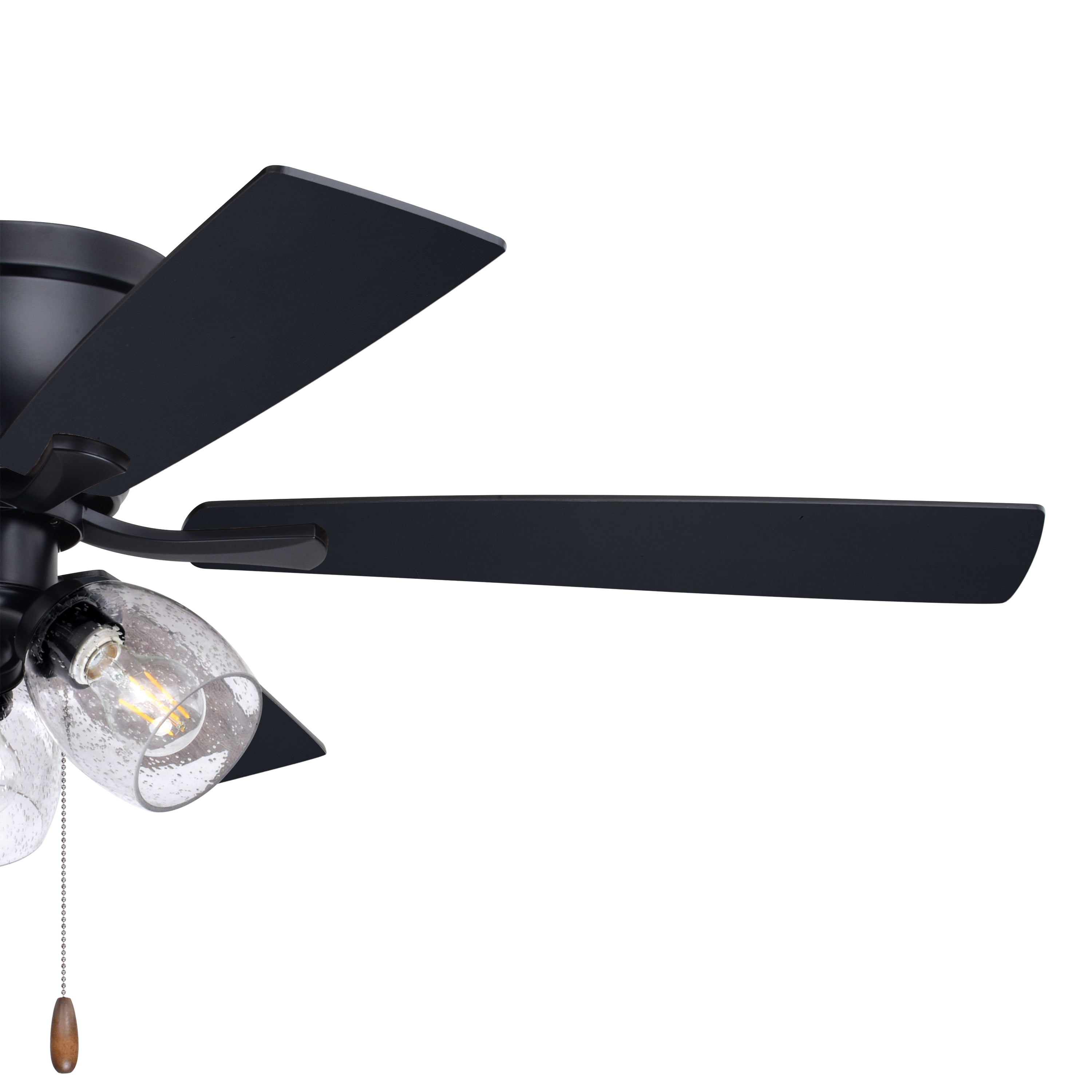 Brayton Black Transitional 3-Light Flush Mount Ceiling Fan with Light Kit, Pull Chain, Reversible Blades