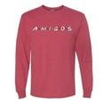 thumbnail image 2 of Friends Amigos Parody Pop Mens Long Sleeve Shirt, Vintage Heather Red, Medium, 2 of 3