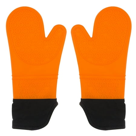 

Justhard 1 Pair Oven Gloves Baking Cooking Insulated Silicone Gloves Insulation Mittens Orange Type2