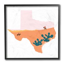 Stupell Industries Southwestern Desert Landscape Texas State Outline Black Framed, 12 x 12, Design by Victoria Kukla