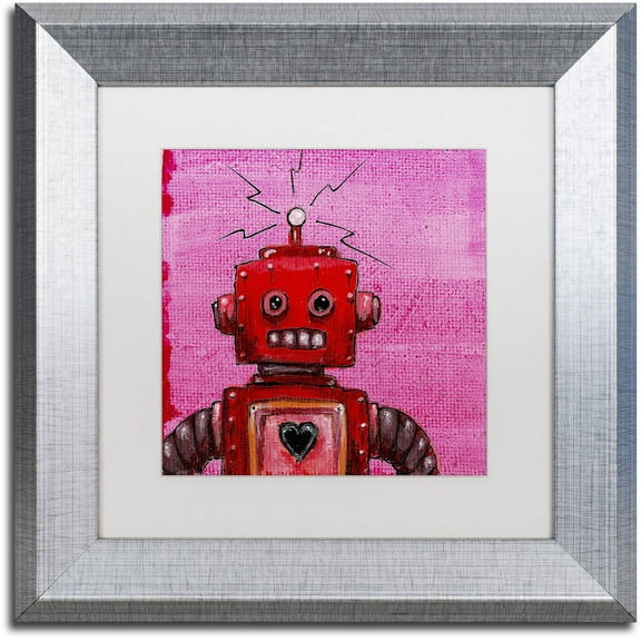 Trademark Fine Art 'Orangebot' Canvas Art by Craig Snodgrass, White Matte, Silver Frame