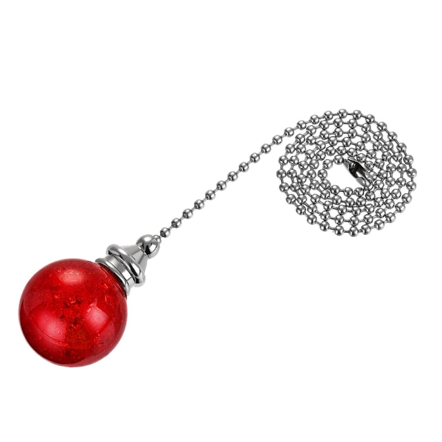 Unique Bargains Ceiling Fan Pull Chain Light Lighting Accessories Extension Ice Cracked Crystal Ball Pendant Red