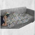 thumbnail image 5 of Hipster Soft Flannel Fleece Throw Blanket, Cosmetics and Skin Care Items in Pastel Tones, Cozy Plush for Indoor and Outdoor Use, 50" x 60", White Multicolor, by Ambesonne, 5 of 5