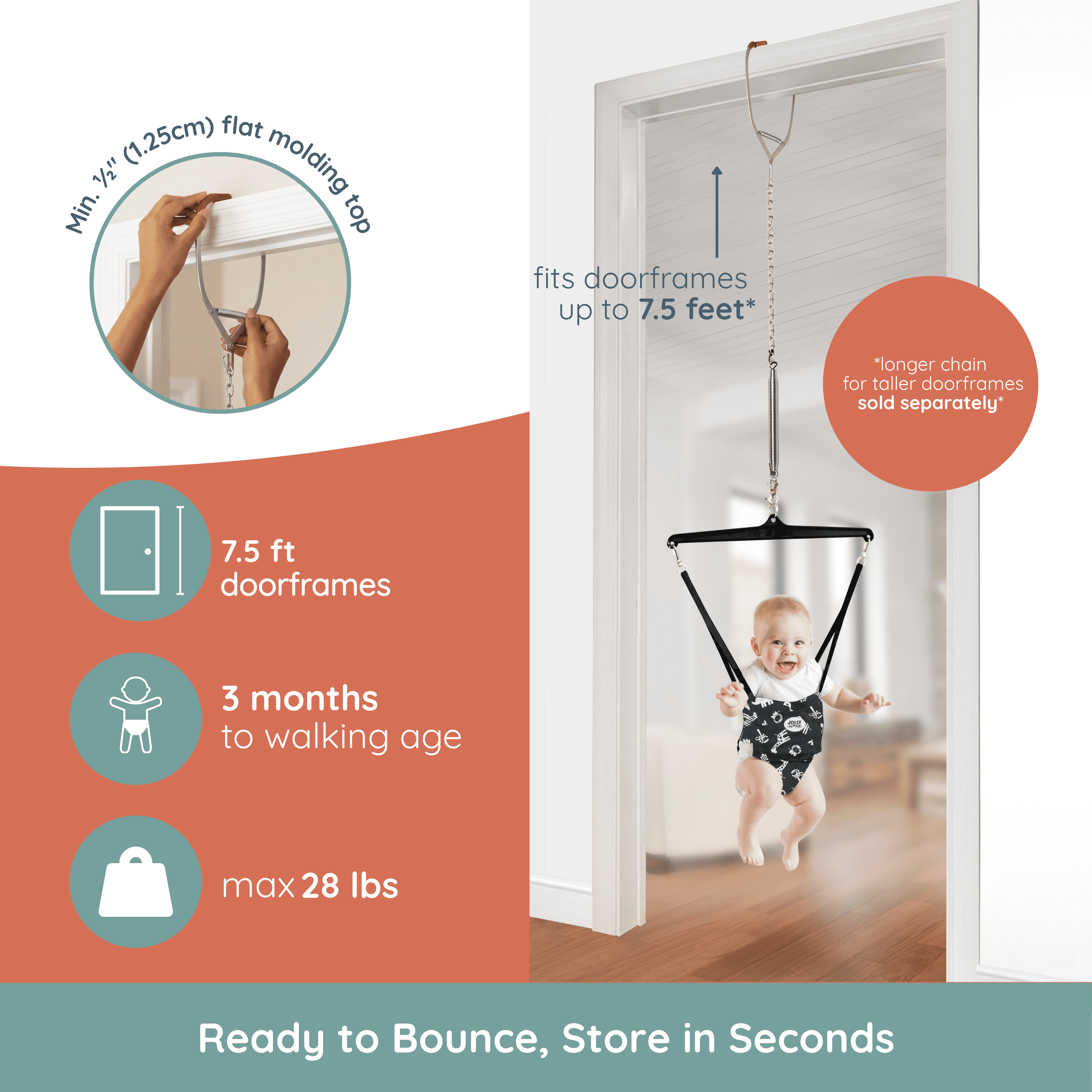 Jolly Jumper Iconic - Original Baby Exerciser with Door Clamp