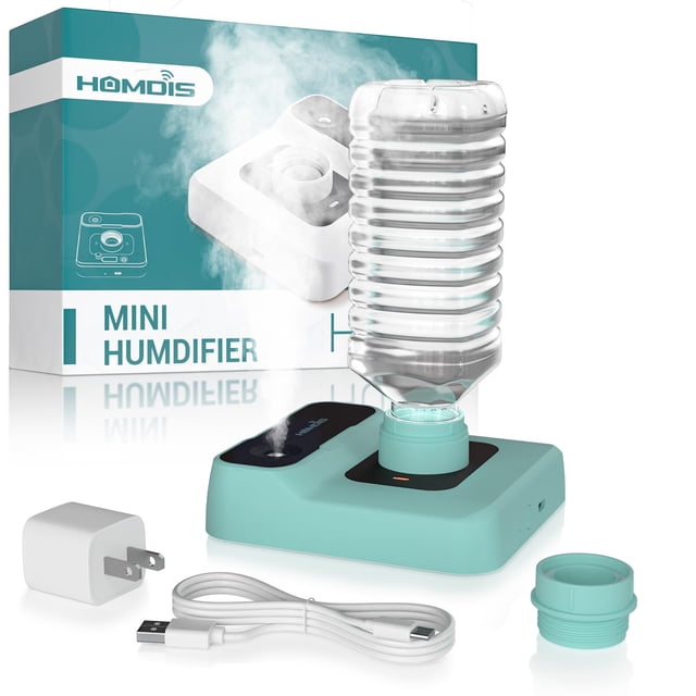 Humidificador de viaje HOMDIS portátil pequeño, verde, 500 ml, con batería