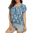 thumbnail image 2 of Pompotops T-shirt Décontracté pour Femmes Imprimé Manches Courtes Fermeture Éclair Pull Blouse Tops, 2 of 8