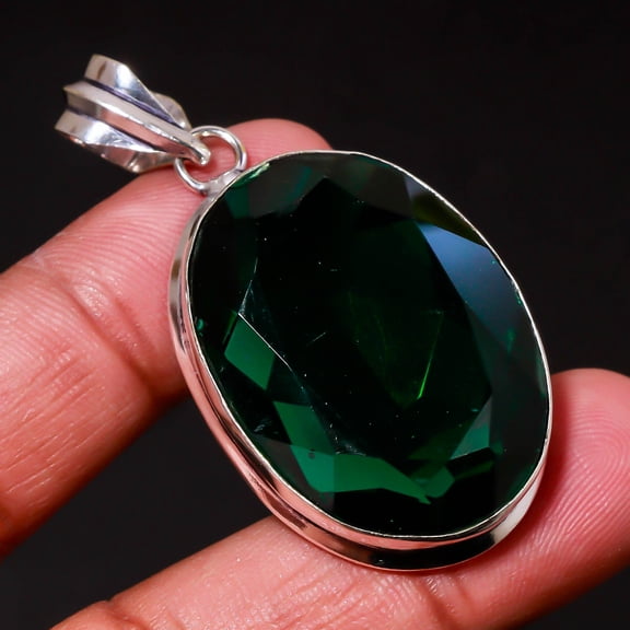 Chrome Diopside Oval Shape Gemstone Engagement Gift Pendant Jewelry 1.90" SA 688