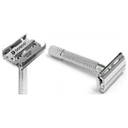 Men's Classic Double Edge Safety Razor with Butterfly Top for a Premium Shave (1 Pack, Silver)