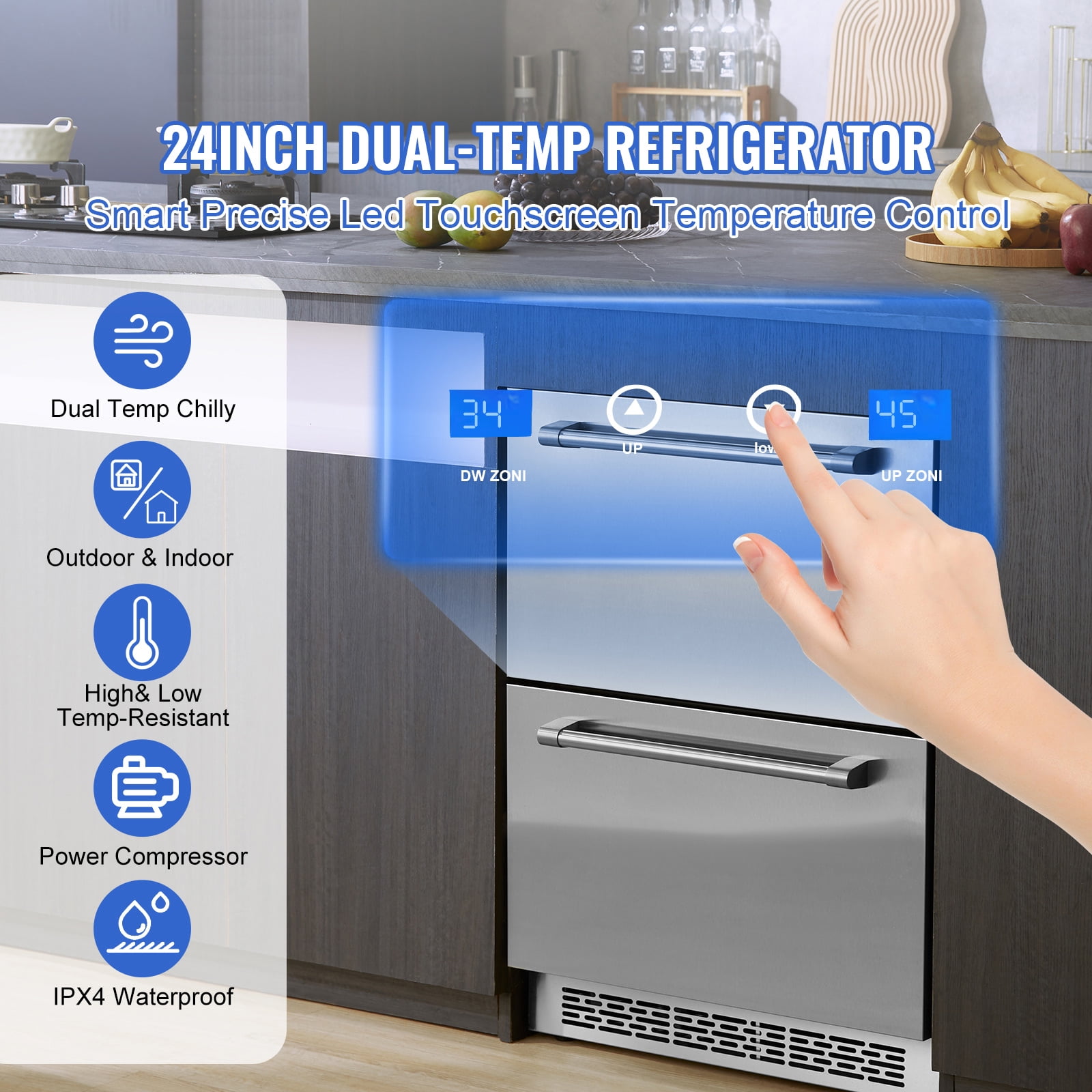 BENTISM UnderCounter Refrigerator, Silver