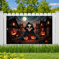 thumbnail image 5 of Spooky Design Halloween Banner Skeleton Pumpkin Decoration Haunted Graveyard Scene for Halloween Party Outdoor Indoor, 5 of 9