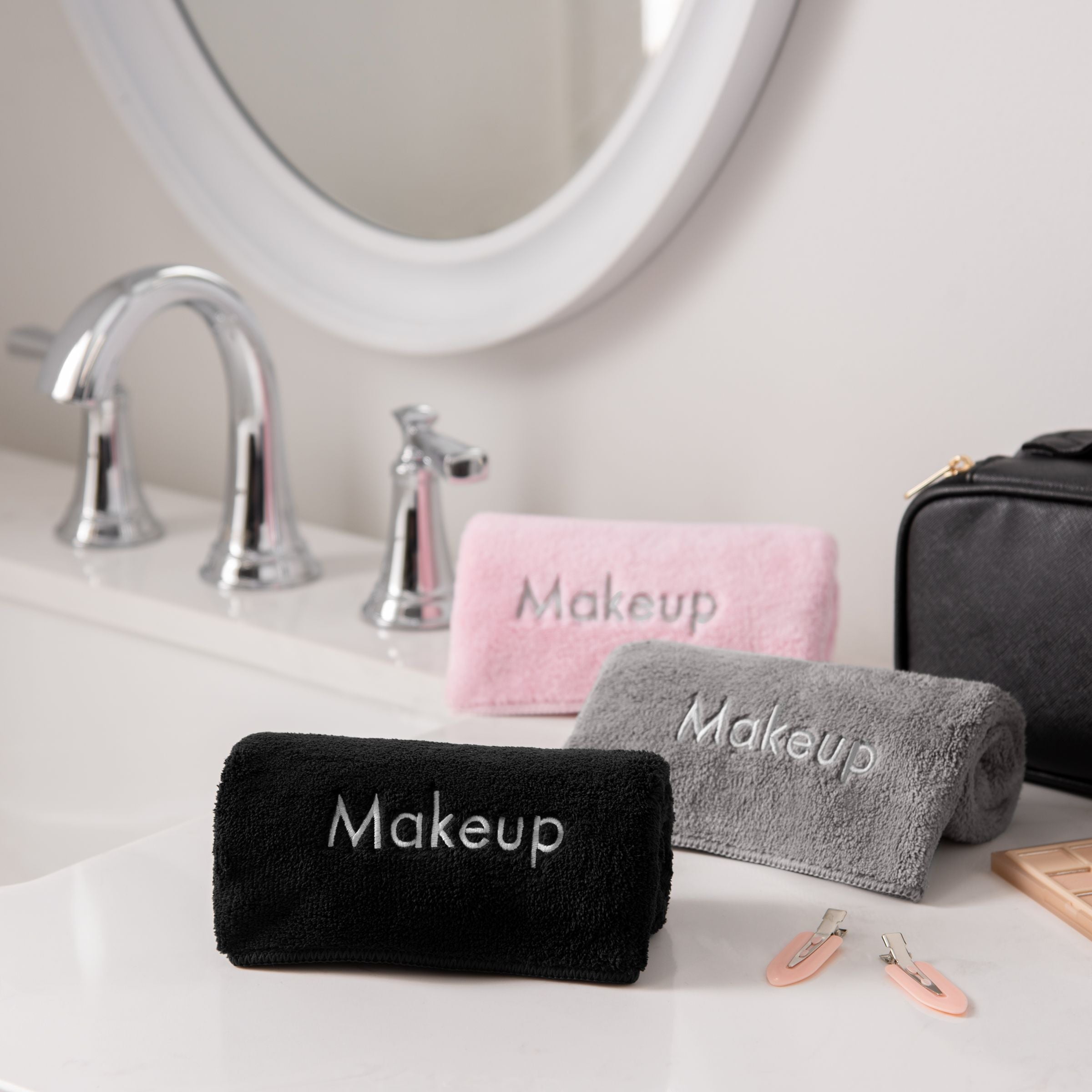 Arkwright Makeup Remover Wash Cloth - Coral Fleece Microfiber Face Towels - 13 x 13 in. - (Bulk Case of 108) Black