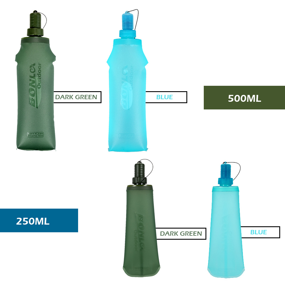 thumbnail image 4 of BONLEX Compact Foldable SOFTFLASK Water Bottle - 500ml, Blue, Lightweight & Portable for Outdoor Activities, 4 of 6