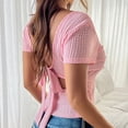 thumbnail image 5 of Seductiva Women's T-Shirts Short Sleeve Summer Tops 2025 Y2K Women's Short Sleeve T Shirt Backless Tie Bowomen Slim Fit Cropped Top Spring Tops Casual Summer Tops Trendy Solid Loose Fit Tshirt, 5 of 9
