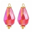 thumbnail image 2 of 5 pc Electroplate Faceted Glass Pendants with Alloy Flower Daisy Spacer Beads and Brass Findings Teardrop Golden Mixed color 20~21x9.5mm Hole: 1.5mm, 2 of 3