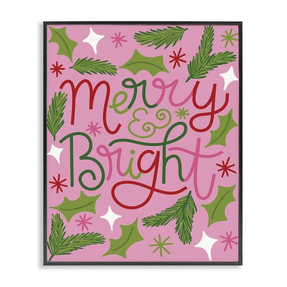 Stupell Industries Merry & Bright Whimsical Christmas Holiday Painting Black Framed Art Print Wall Art, 11 x 14
