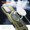 thumbnail image 2 of ELEHOLD Magnetic Case for iPhone 16 Pro Max, Military Grade Shockproof Rugged Case Built-in Metal Camera Cover with Stand,Olivegreen, 2 of 6