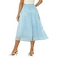thumbnail image 3 of Falda midi plisada INSPIRE CHIC para mujer, falda de acordeón casual con cintura elástica, M azul claro, 3 of 6
