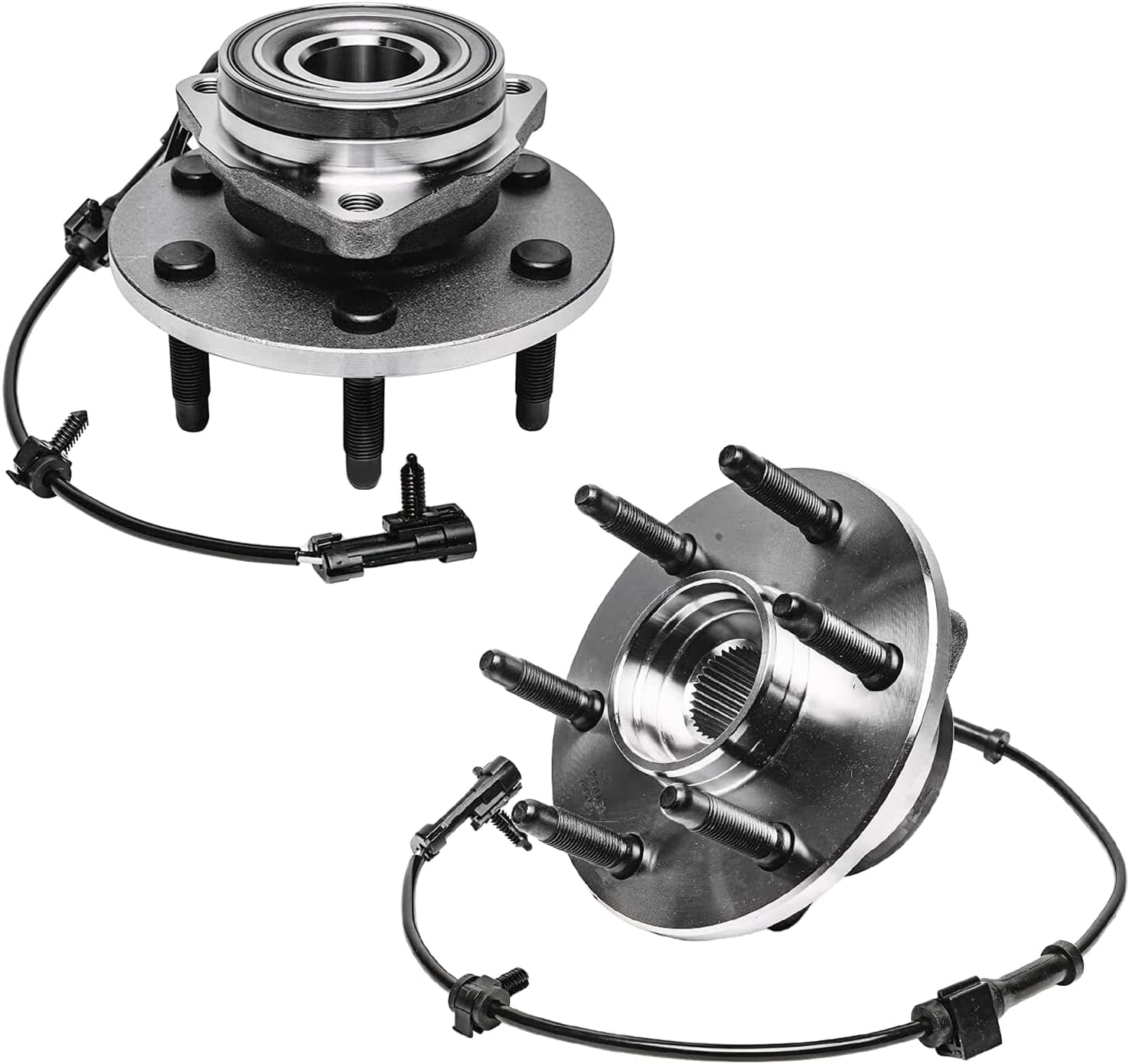 Detroit Axle - 4WD Front Wheel Hubs Control Arms Suspension Kit + 12pc Lugnuts w/Key Replacement for 2000-2006 Chevy GMC Silverado Sierra 1500 Tahoe Yukon - 28pc Set