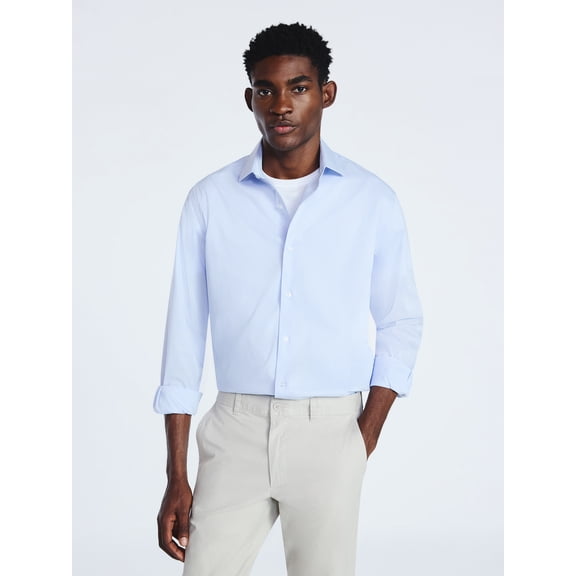 Free Assembly Men's Slim Fit Dress Shirt with Long Sleeves, Sizes 14/32 - 17/43