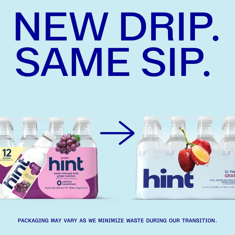 Hint Grape Flavored Water, 16 fl oz, 12 Pack Bottles photo 2