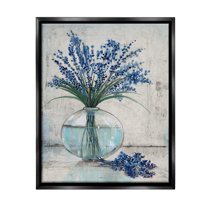 Stupell Industries Lavender Sprigs in Vase Botanical & Floral Painting Black Floater Framed Canvas Art Print Wall Art, 25 x 31
