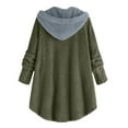 thumbnail image 3 of Womens Cardigan Plus Size Button Plush Tops Hooded Loose Cardigan Wool Coat Winter Jacket Navy Xl, 3 of 4