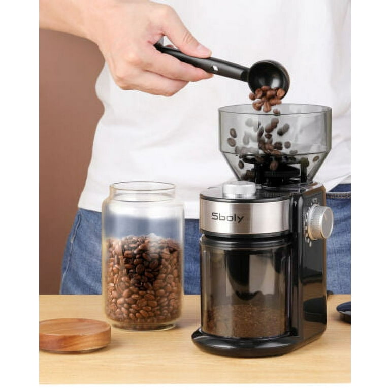 Electric Burr Coffee Grinder Adjustable Burr Mill Grinder with 18 Grind  Modes for Espresso Drip Coffee, Black 