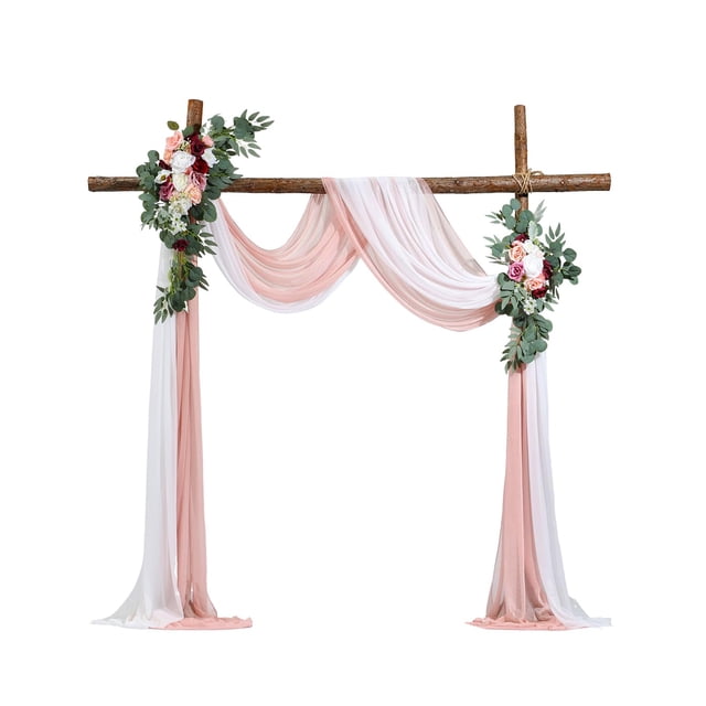 Kit de flores artificiales en forma de arco para bodas VEVOR Pink con cortinas