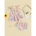 thumbnail image 3 of FEORJGP Toddlers Baby Girl Swimsuit Infant 2 Piece Bikini Set Sleeveless Camisole Flower Print Slip Vest Tie Up Tops + Elastic Waist Frill Hem Shorts Bathing Suit Little Girls Cute Fashion Beach Wear, 3 of 8