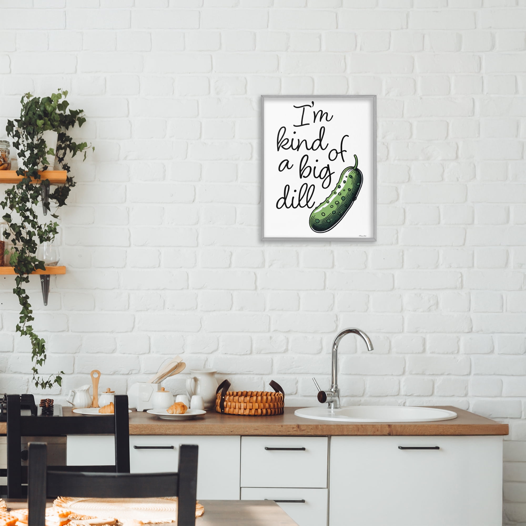 Stupell Industries Kind Of A Big Dill Pickle Gray Framed Giclee Art, design by Susan Ball