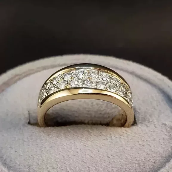 2.50Ct Round Cut Moissanite Men's Wedding Ring 14K Yellow Gold Plated