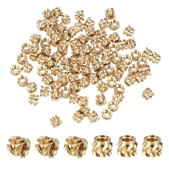 M3x4x5 mm Brass Threaded Insert, Metric knurled Nuts Heat Set Insert for Plastic & 3D Printing Components, 50 Pcs