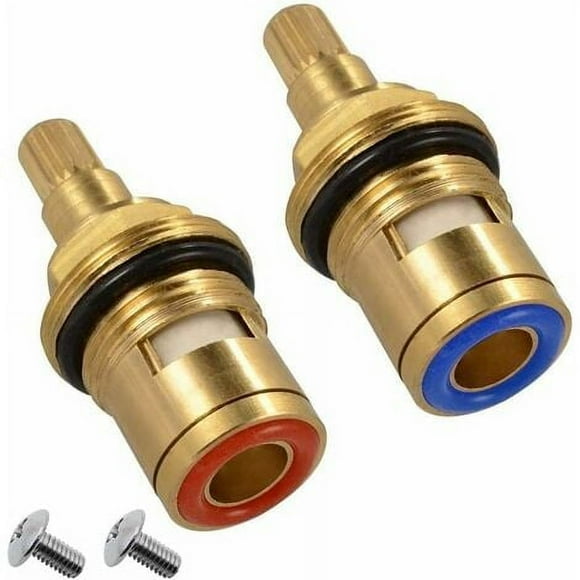 2 Pièces Cartouche de Rechange pour Robinet en Céramique 20 Crans Universelles de Rechange pour Robinet en Laiton avec Vis Rechange pour Robinet Cuisine Maison Salle de Bain Pièces de Robinet