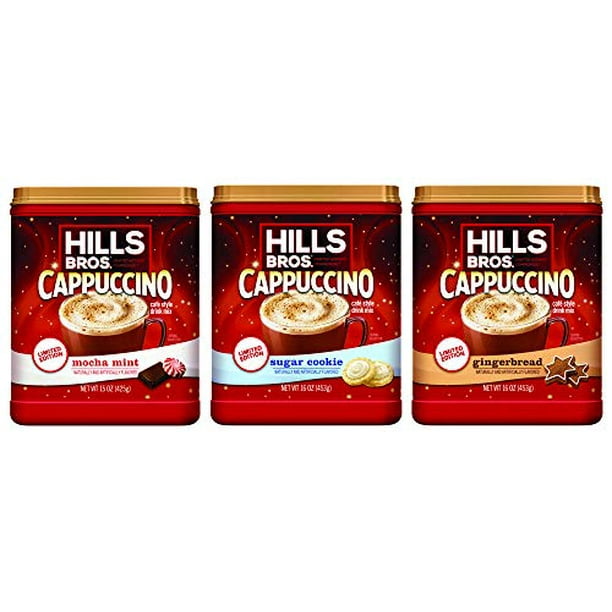 Instant Cappuccino Mix Limited Edition Holiday 3 Pack Mocha Mint Sugar Cookie Gingerbread 3count 16 Ounce Walmart Com Walmart Com