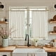 thumbnail image 1 of Cortinas de cocina Jinchan, hilera de lino, 45 cm, color beige, 2 paneles, 1 of 9