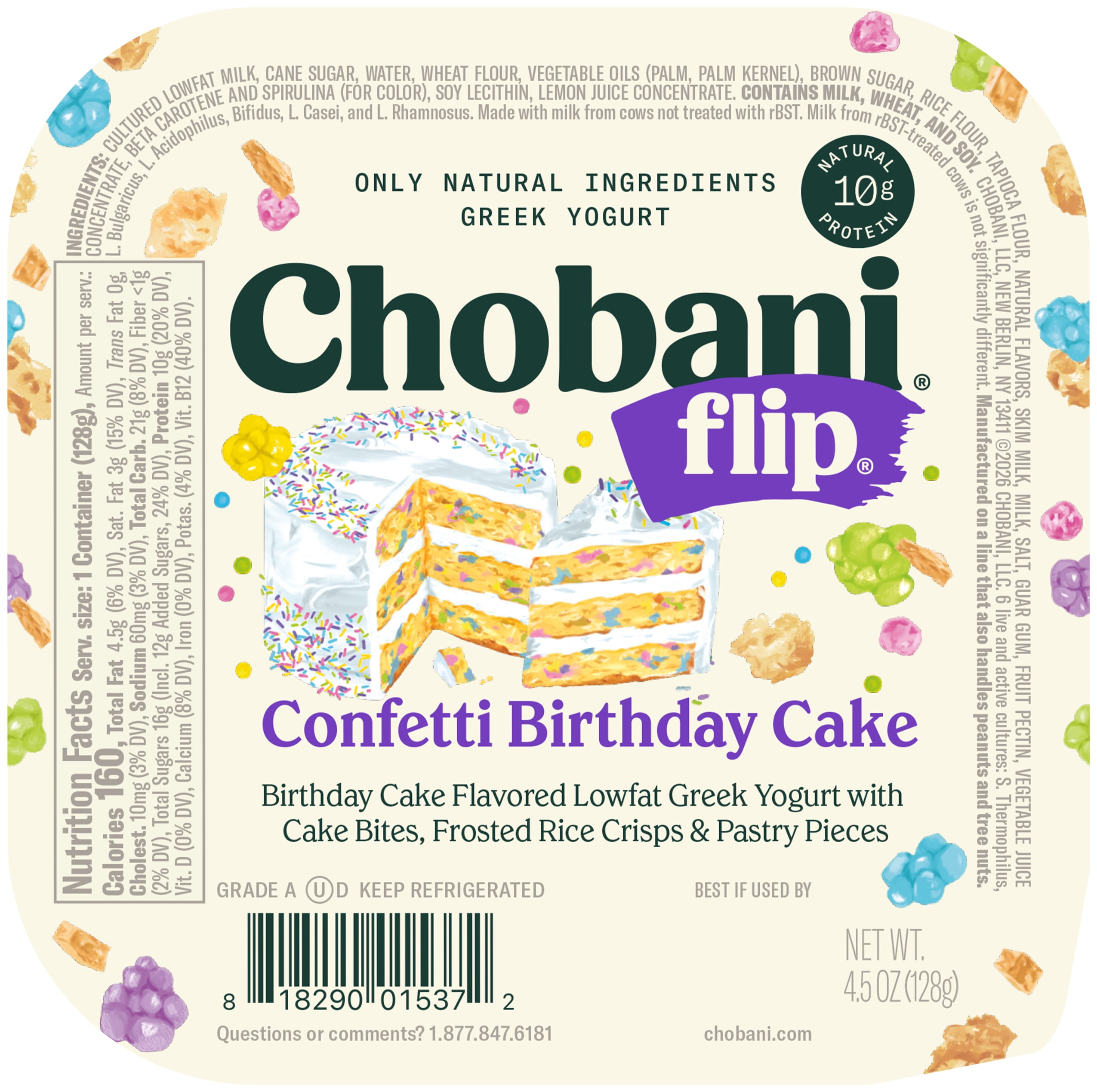 Chobani Flip Low-Fat Greek Yogurt Confetti Birthday Cake 4.5oz