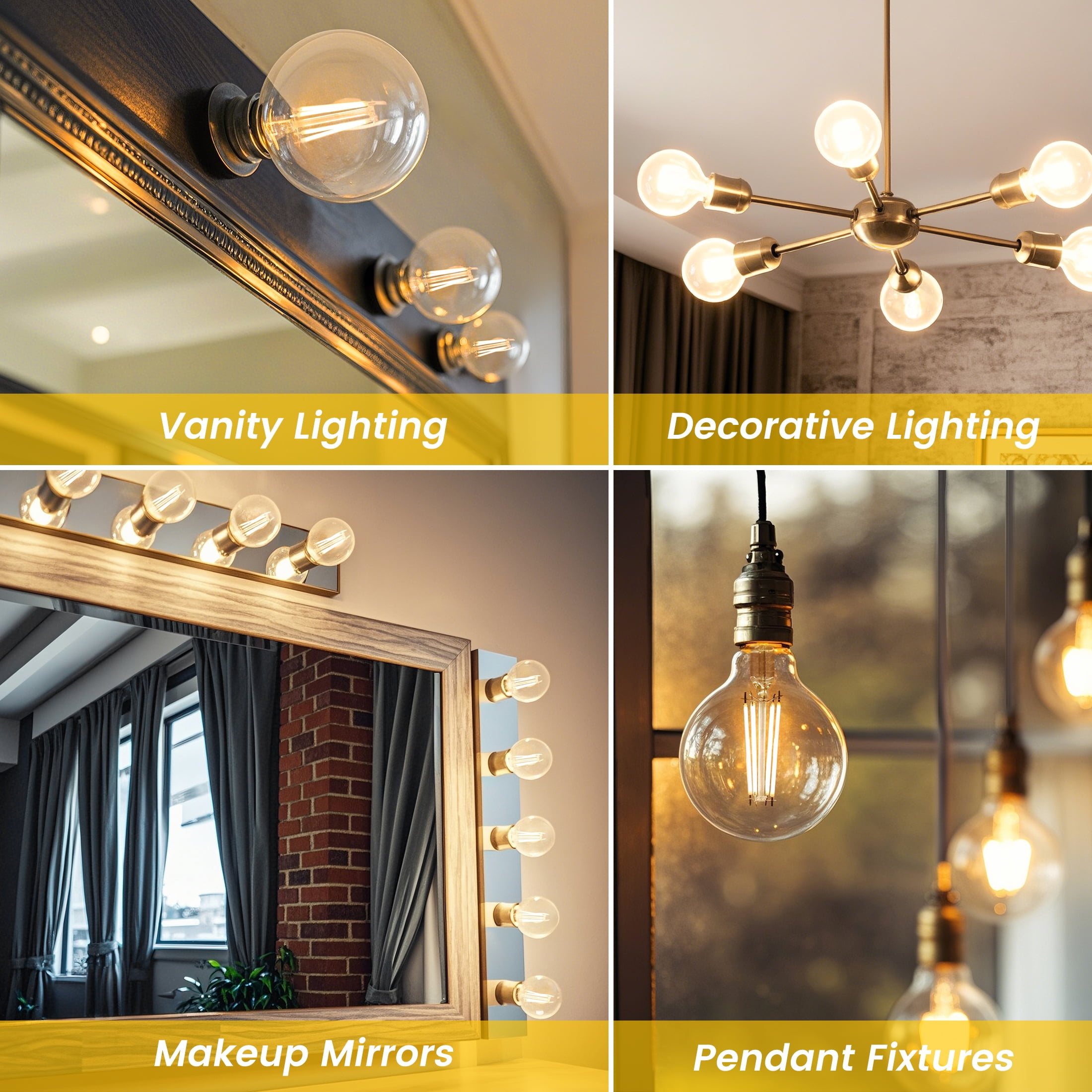 BHG LED Bulb, 4.5-Watt (40W Equivalent) G25 Vintage Style, E26 Base, Dimmable, Soft White, 2-Pack