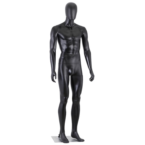 BENJM Full Body Male Mannequin with Metal Base, Adjustable Dress Form Mannequin Black, Clothing Display Model