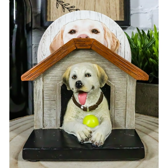 Cute Golden Retriever Puppy Dog In Doghouse Coaster Set Holder And 4 Coasters