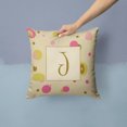 thumbnail image 2 of Carolines Treasures CJ1004-JPW1414 Letter J Initial Monogram - Tan Dots Fabric Decorative Pillow, 14Hx14W, multicolor, 2 of 4