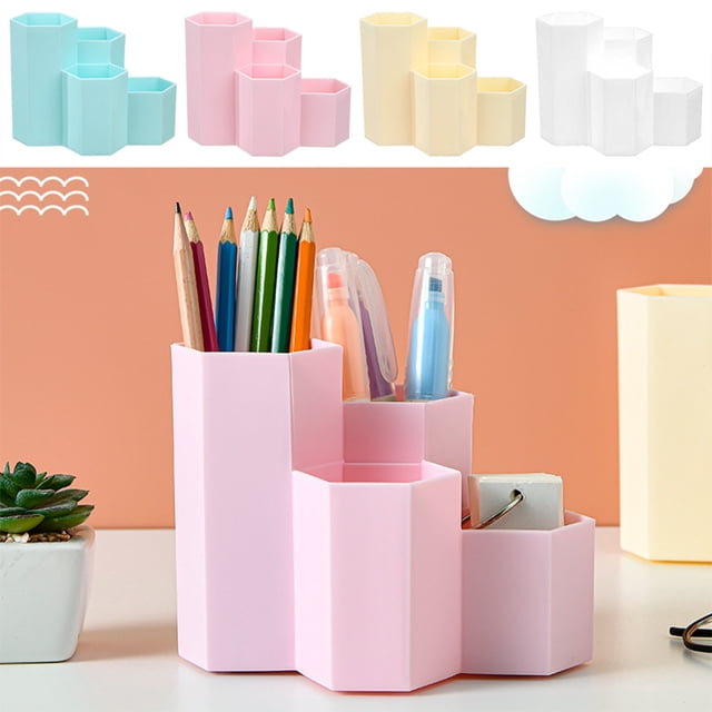 Organizador de Escritorio Multifuncional Pequeño de Plástico Azul | Bandeja de Almacenamiento para El Hogar, La Oficina y El Baño | Soporte para Bolígrafos, Lápices y Pinceles | 15,5 X 11,7 X 11 Cm |