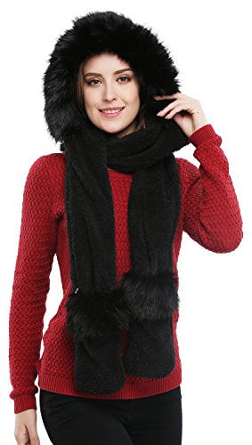 Bellady Soft Winter Warm Hooded Scarf Headscarf Neckwarmer Hoodie Hat 