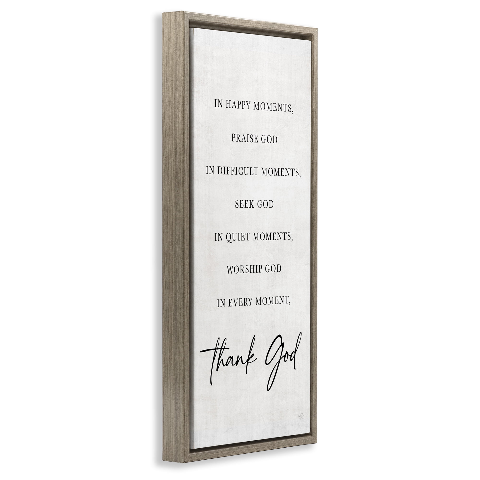 Stupell Industries Every Moment Thank God Brown Framed Floater Canvas Wall Art, design by Natalie Carpentieri