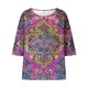 thumbnail image 5 of Mujeres 3/4 Manga Tops Y Blusas de Impresión Suelta Camisa Cortada, Casual Cuello Redondo Blusa para la Primavera Y el Verano, 5 of 5