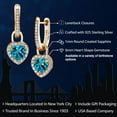thumbnail image 2 of Gem Stone King 18K Yellow Gold Plated Silver London Blue Topaz and White Created Sapphire Dangle Earrings for Women (2.40 Cttw, Gemstone November Birthstone, Heart Shape 6MM), 2 of 5